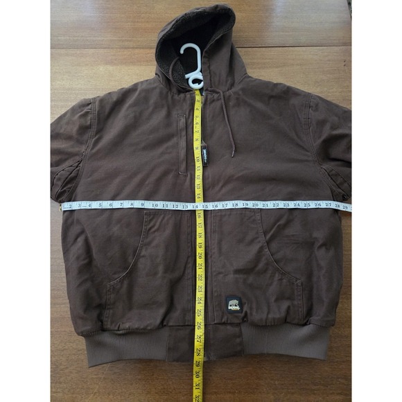 Berne Duck Work Coat Men's 2xl Brown Hooded Sherpa Lined - Picture 1 of 15